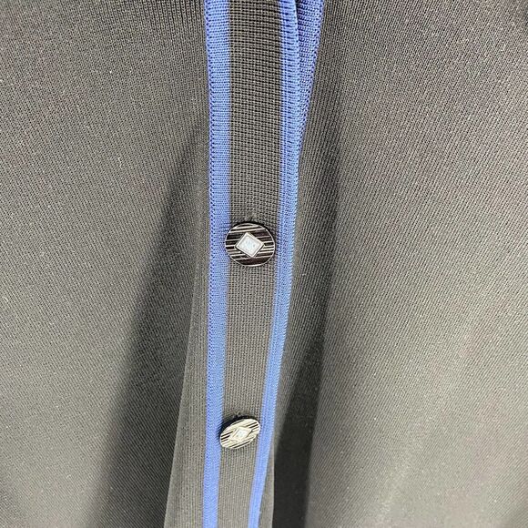 Misook acrylic Black Ponte Knit Blue full Buttoned long sleeve Cardigan womens s - Picture 3 of 5